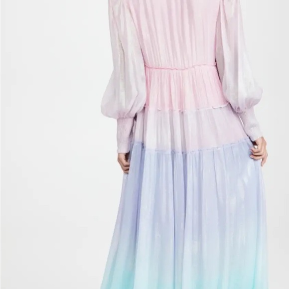 ROCOCO SAND ETRE METALLIC PINK TIERED MAXI DRESS size L - Picture 7 of 11